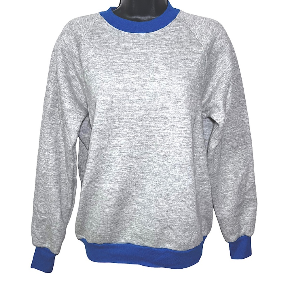 MacGregor Vintage Gray & Blue Trim Long Sleeve Sweatshirt